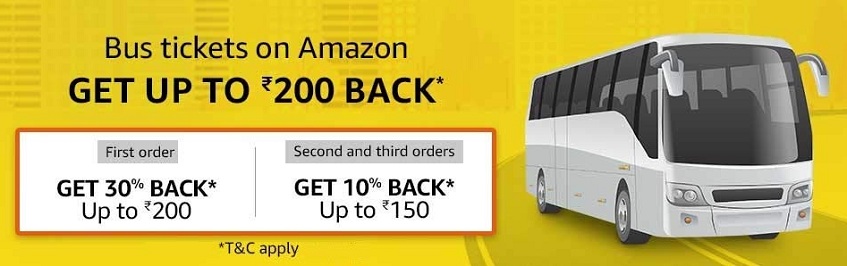 India Desire : Amazon Bus Booking Offers : Get 25% Cashback Upto Rs 500 on Bus Ticket Booking